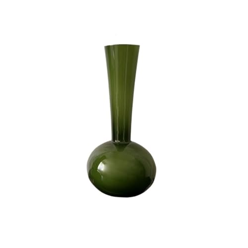 Jarrones Jarrón de Cristal Verde Vintage para su Cocina, Dormitorio, Oficina y estantería(L)