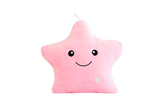 VORCOOL Creative Glowing Star Pillow Stuffed Plush Cushion Throw Pillow LED Light Star Kids Bedroom Decorative Pillows (Pink)