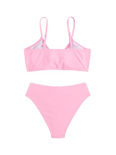 Image of COZYEASE Girls' 2 Piece Ditsy Floral Print Knot Front Ruched Triangle Bikini Swimsuit