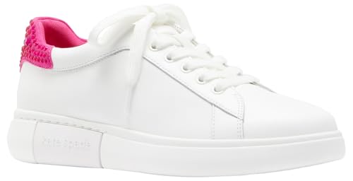 kate spade new york Women's Lift Crystal Lace Up Sneaker, Optic White/Vivid Snap D, 9.52