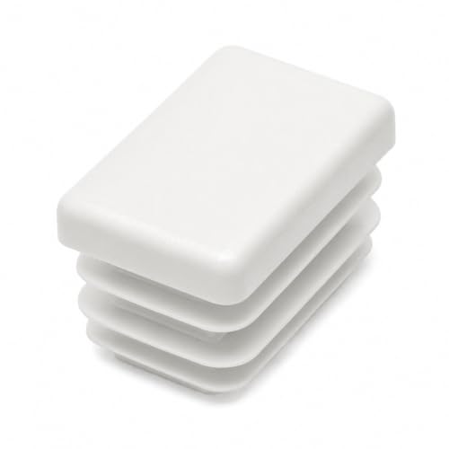 Image of (Pack of 40) Rectangular Plastic Plugs 25 /32 inch x 1-3 /16 inch (20 x 30 mm), Matt Tube Inserts, Fence Post Caps, Pure White RAL 9010