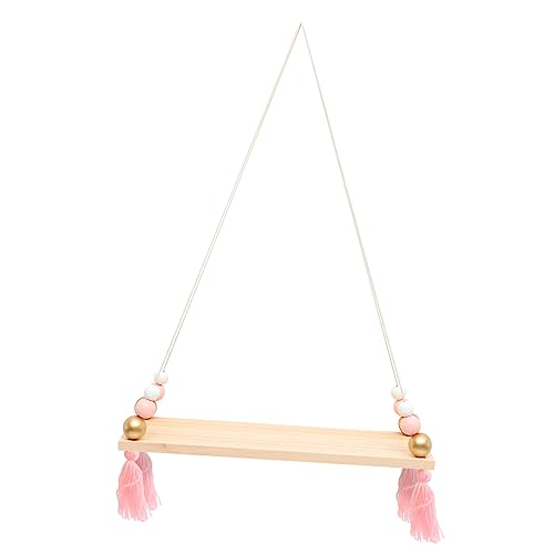 OUNONA Bead Tassel Flowerpot Display Rack Board Wall Shelf for Home Decor Easy Installation Elegant Design for Flowerpots and Book Storage Bedroom Living Room