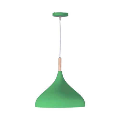 BEL AIR HOME - Lámpara Colgante Baviera - 1xE-27 (BOMBILLA NO INCLUIDA) - Diámetro 30 cm - Metal y Madera - Altura Ajustable (VERDE)