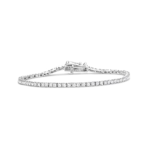 Haus of Brilliance 10K White Gold 2.0 Cttw Prong Set Round-Cut 7.25" Classic Diamond Tennis Bracelet (G-H Color, I1-I2 Clarity)
