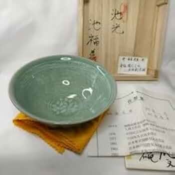 Amazon.co.jp: 茶道具 高麗青磁茶碗 池福善作 池光窯 瑞応 共箱