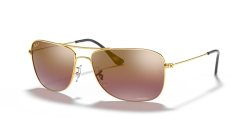 Ray-Ban Unisex Sunglasses Gold Frame, Purple Lenses, 59MM