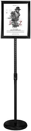 Adjustable Heavy Duty Poster Sign Holder Stand Floor Sign Stand Aluminum Snap Open Frame for 8.5 x 11 inches both Vertical and Horizontal view Displayed Used for Living and Business(Black)
