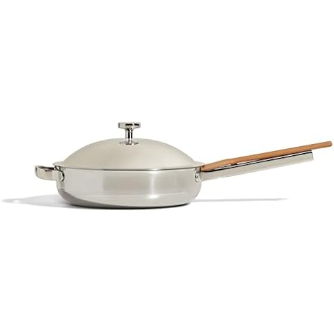 Our Place Titanium Always Pan Pro - No-Coating Nonstick Technology | Tri-Ply Construction with Titanium & Stainless Steel | Heat Safe up to 1000°F | Includes Steam-Release Lid & Spatula | Chrome Cover