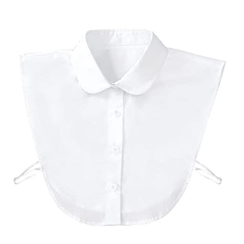 JMITHA Frauen Kragen Abnehmbarer Kragen Damen Blusenkragen Abnehmbare Hälfte Shirt Bluse mit Knöpfen Chiffon Kragen Baumwolle Kragen (Weiß 02) Cover