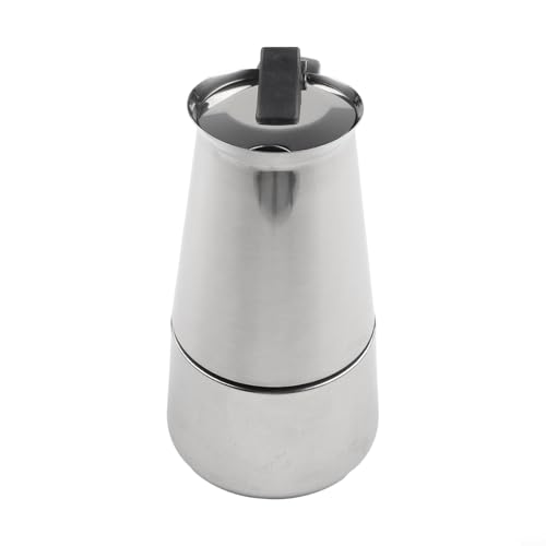 Besttoolifes BULEX Cafeteira Moka Pot de 4 chávenas, cafeteira de aço inoxidável para fogão a gás e indução (300 ml)