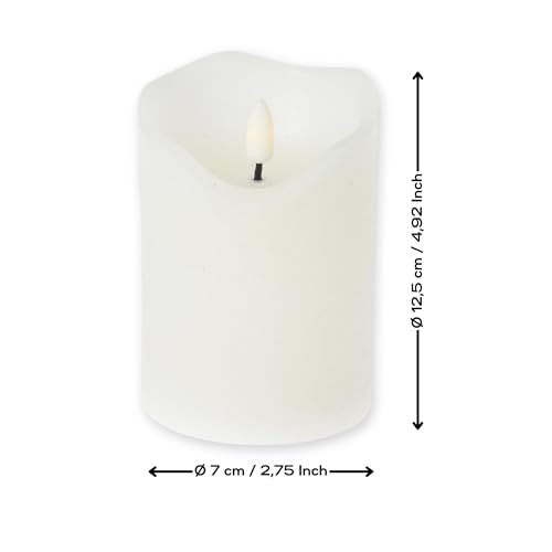ToCi 4 x LED Candles White Diameter 7.5 x 12.5 cm, Flameless Real Wax Candles with Timer & Black Wick - Image 2