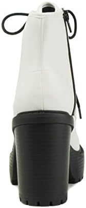 Soda Volume - Lug Sole Chunky High Heel Fashion Ankle Boot Lace up w/Side Zipper (8, White, numeric_8) | Image 1