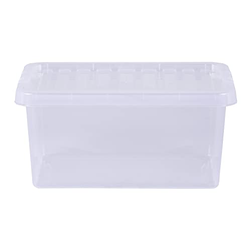 Wham Crystal 5 x 11L Stackable Plastic Storage Boxes with Lids | Ideal for Home, Office, Toys & More | Small Boxes | Made in UK - Clear - Image 3