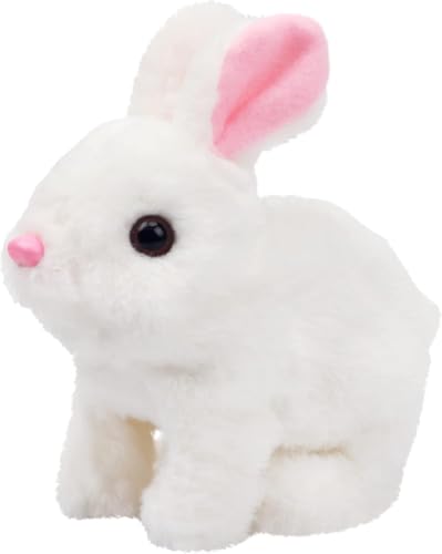 SHOPSUTRA Interactive Plush Toy Dog with Walking Movement, Sound Function and Tail Motion (White Rabbit)