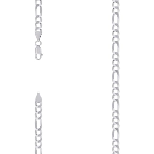 Chaîne Figaro 5.6 mm argent sterling 925 maille plate mixte collier 51 cm