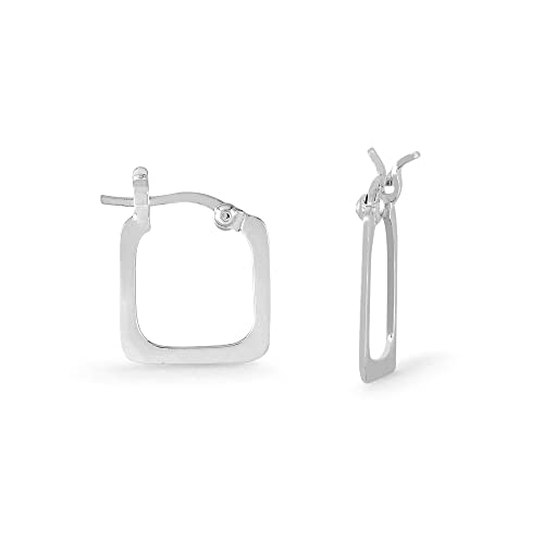 Boma Jewelry Sterling Silver Square Snap Down Hoop Earrings