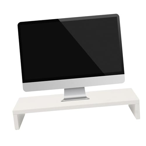 Support étagère de rangement surélevée écran bois blanc IMIKEYA - 7