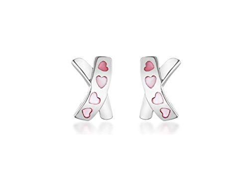 Preisvergleich Produktbild Tuscany Silver Ohrstecker Sterling Silber Rosa Perlmutt Herz Kuss