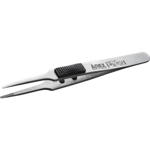 ANEX 211-H Stainless Steel Tweezers Rubber Grip Round Tip 4.7in Japan