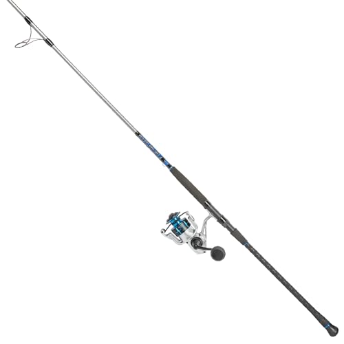 Quantum Strive Spinning Reel and Fishing Rod Combo, 8-Foot 2-Piece, Med-Heavy Power Mod-Fast Action Rod, Graphite Blank, Size 5000 Reel