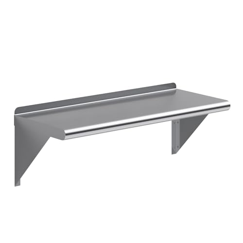 Image of AmGood 12 inch X 30 inch Stainless Steel Wall Shelf | NSF Certified Metal Shelving