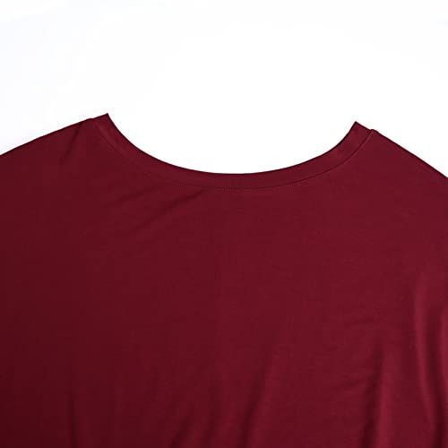 Debelly Maternity Shirts Long Batwing Sleeve Crew Neck Comfy Pregnancy Tunic Tops Women Loose Fit Casual Blouses With Pockets,Burgundy,L #TOP4