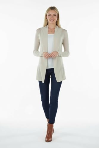 Image of ToBeInStyle Womens Open Front Long Sleeve Lightweight Asymmetrical Draped Cardigan with Side Pockets