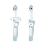 MAM Baby's Brush (Set da 2), Spazzolino denti bambini 6+ mesi, Azzurro