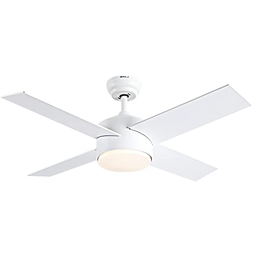 Buy SNJ 44 inch White Ceiling Fans with Lights and Remote, Wood Grain