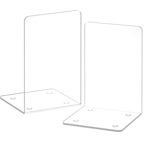 Acrylic Bookends 2 Pieces, VFINE Book Ends for Shelves,...