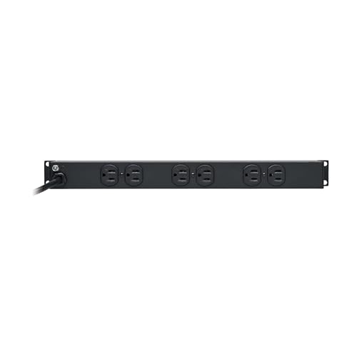 Image of Tripp Lite 12-Outlet Rackmount PDU Power Strip, Network-Grade Front & Rear Facing Outlets, 15A, 120V, 15ft Cord with 5-15P Plug, Horizontal 1U Rack Mount, Lifetime Manufacturer's Warranty (RS-1215)