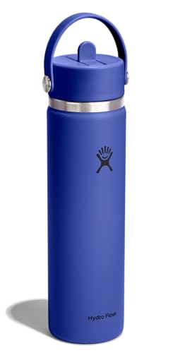 Image of Hydro Flask Water Bottle - Insulated Stainless Steel - Wide Straw Lid, Non Spill, Leakproof in 24 Oz Capri Blue