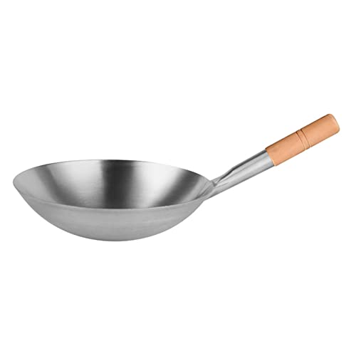 HVRFJXI Olla de cocina de acero inoxidable, wok, restaurante, chef, freír, wok, woks de cocina de acero inoxidable, antiadherentes