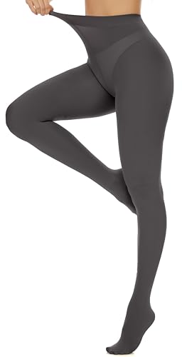 Hiltzo 80D Womens Tights Semi Opaque Ultra Soft Solid Color Stretchable High Waist Footed Pantyhose Charcoal Gray Large-X-Large