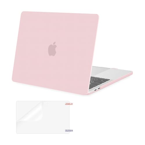MOSISO Compatible with MacBook Pro 13 inch Case M2 2025, 2024, 2023, 2022-2016 A2338 M1 A2251 A2289 A2159 A1989 A1708 A1706 with/Without Touch Bar, Plastic Hard Shell&Screen Protector, Rose Quartz