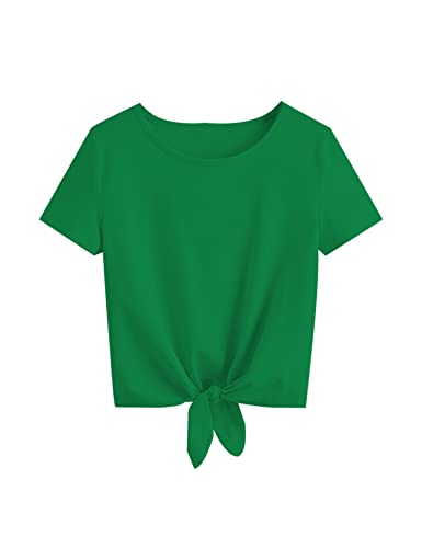 Image of Girls Tie Dye Shirts Short Sleeve T-Shirt Casual Tie Hem Tee Tops Size 5-12 Years