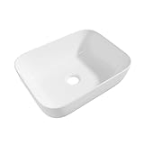 Eridanus Lavabo de porcelana vítrea, fregadero de cerámica rectangular en...