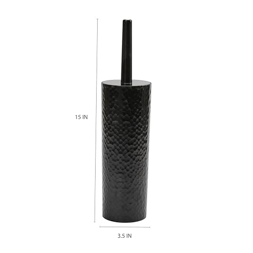 Image of Bath Bliss Toilet Brush | Hammered Textured Design | 360 Degree Bristle Brush | Bathroom Cleaning | Contemporary Design | Black
