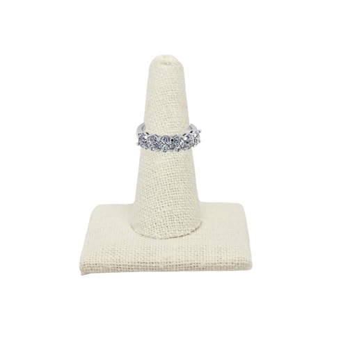 Image of Novel Box Beige Linen Ring Finger Display Stand 2.12x2.12x2.37 In