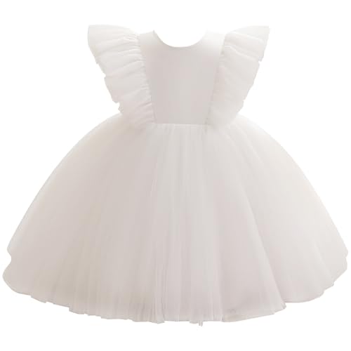 Girls Ruffled Sleeve Mesh Dress Fancy Tulle Casual Pageant Homecoming Party Dresses