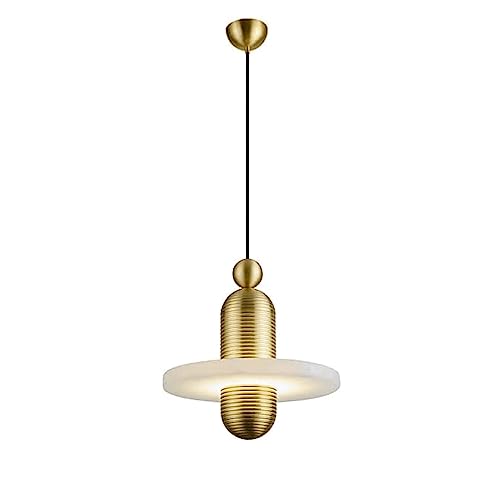 Suspension cylindrique laiton brossé luminaire design salon chambre