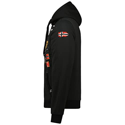 Geographical Norway GARADOCK Men - Sweat À Capuche Zippé Capuche - Sweats Shirts À Logo pour Homme - Sweat Shirt Hoody Chaud Manches Longues - Sweatshirt Sport Casual Regulier (Noir, 3XL)