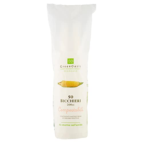 50 Bicchieri 200 cc Compostabili Green Oasis