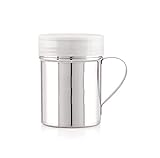 Dynore Stainless Steel Chocolate Shaker Chat Masala Sprinkler Dredger Shaker with Handle 7.5W x 10H 250ml