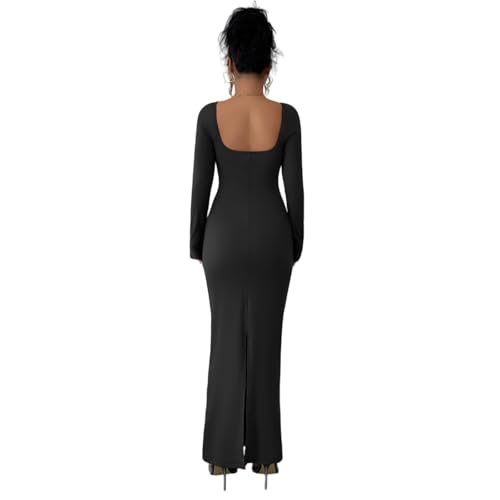 Robe longue manches longues coupe près du corps pour silhouette élancée - 3