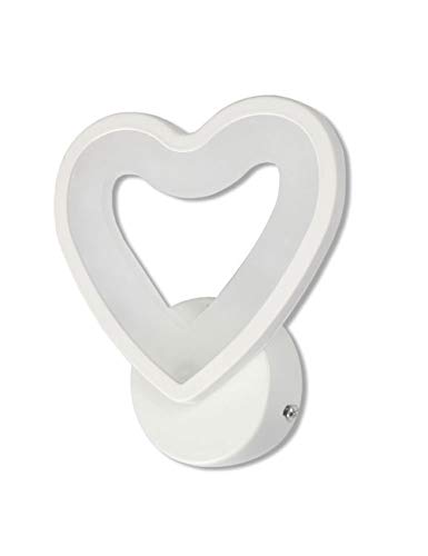Vetrineinrete® Applique a led a forma di cuore 6 watt a parete lumetto da comodino abat jour luce bianca fredda 6500k o calda 3000k (Luce calda 3000k) F62