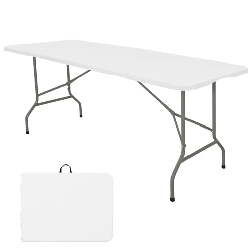 Folding Table 6 FT Lightweight Camping Table Portable Plastic Rectangular Outdoor Dining Table Steel...