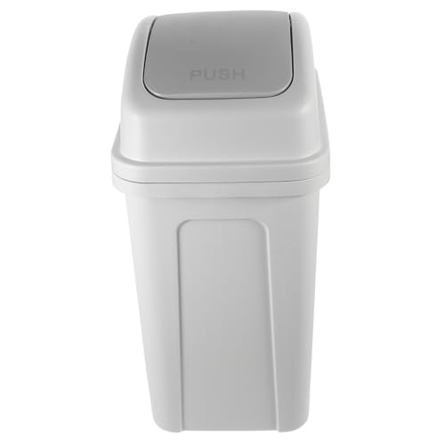 Caneca de basura blanca rectangular con tapa oscilante DECHOUS miniatura 1