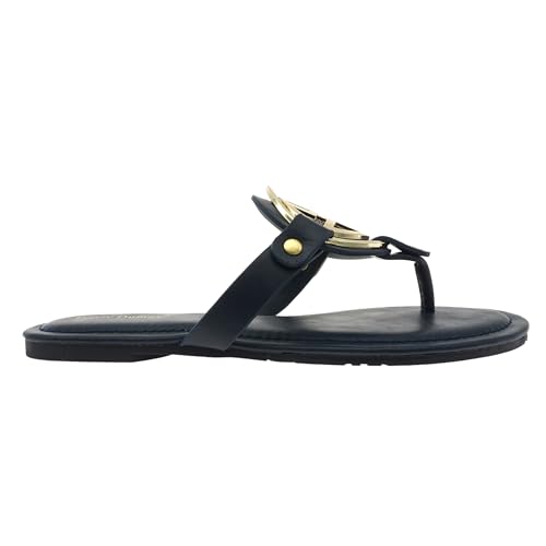 Image of Pierre Dumas Women's Medallion Vegan Slide Thong Flip Flop Flat Sandal