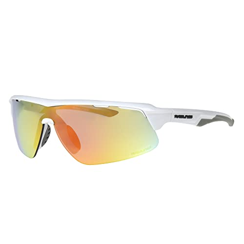 Image of Rawlings Game Youth Baseball Sunglasses, Shiny White /Orange Mirror, 64mm